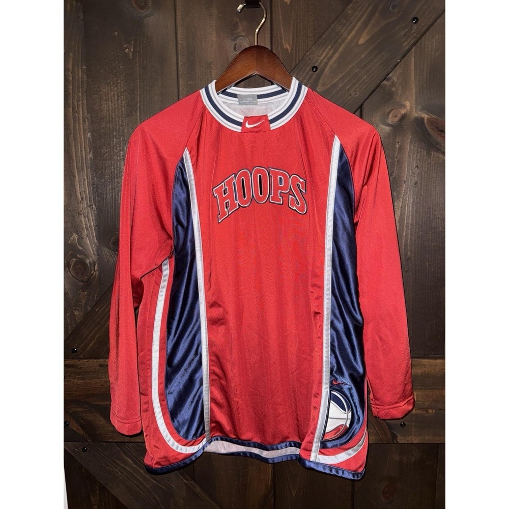 VTG Y2K Nike Hoops Boy's XL 18 20 Long Sleeve Jersey Shirt Center Swoosh Dri-Fit